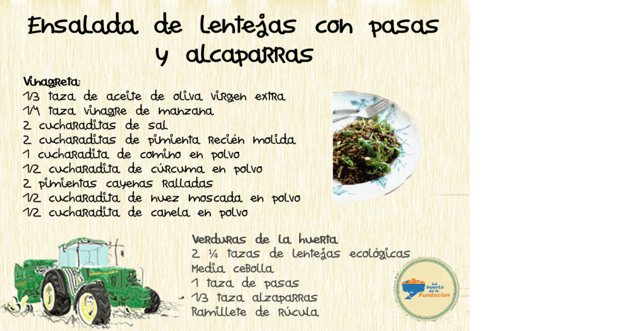 Receta ecológica. Ensalada_lentejas_pasas_alcaparras