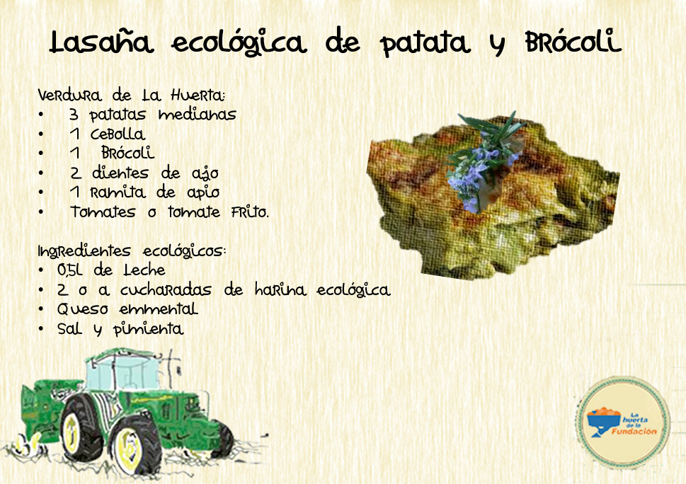 Receta ecológica. Lasaña ecológica de brócoli y patata