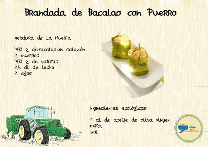 Receta ecológica Brandada de bacalao con puerro ecológico